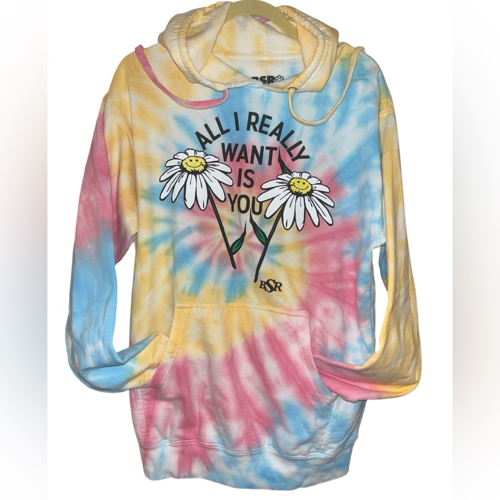 BSR - tie-dye floral graphic hoodie Med  oversized